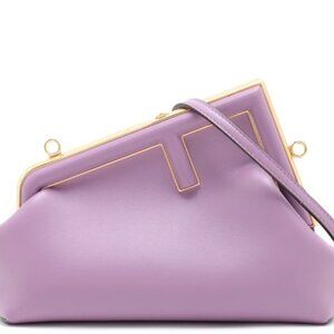 FENDI First Leather Shoulder Bag with Pouch Purple